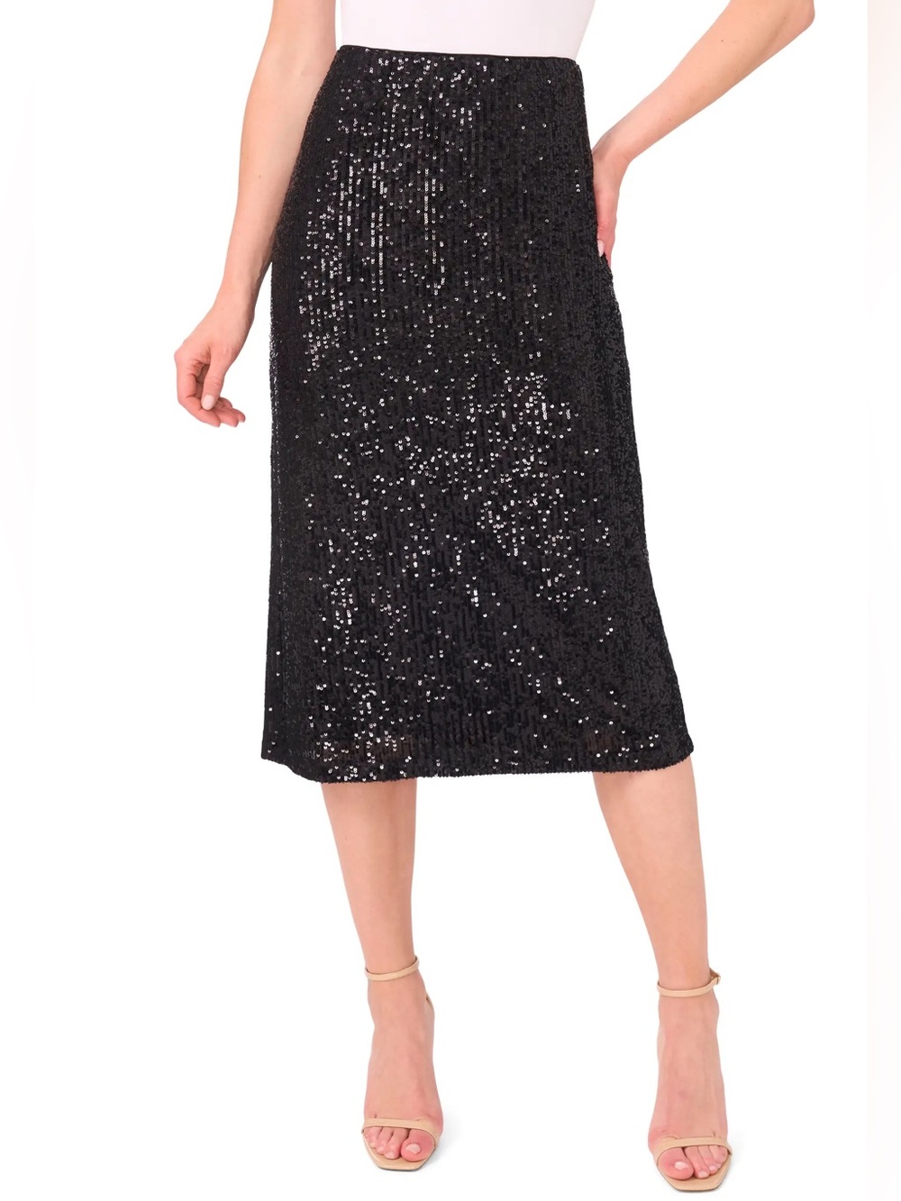CeCe Black Sequin Midi Skirt BNWOT